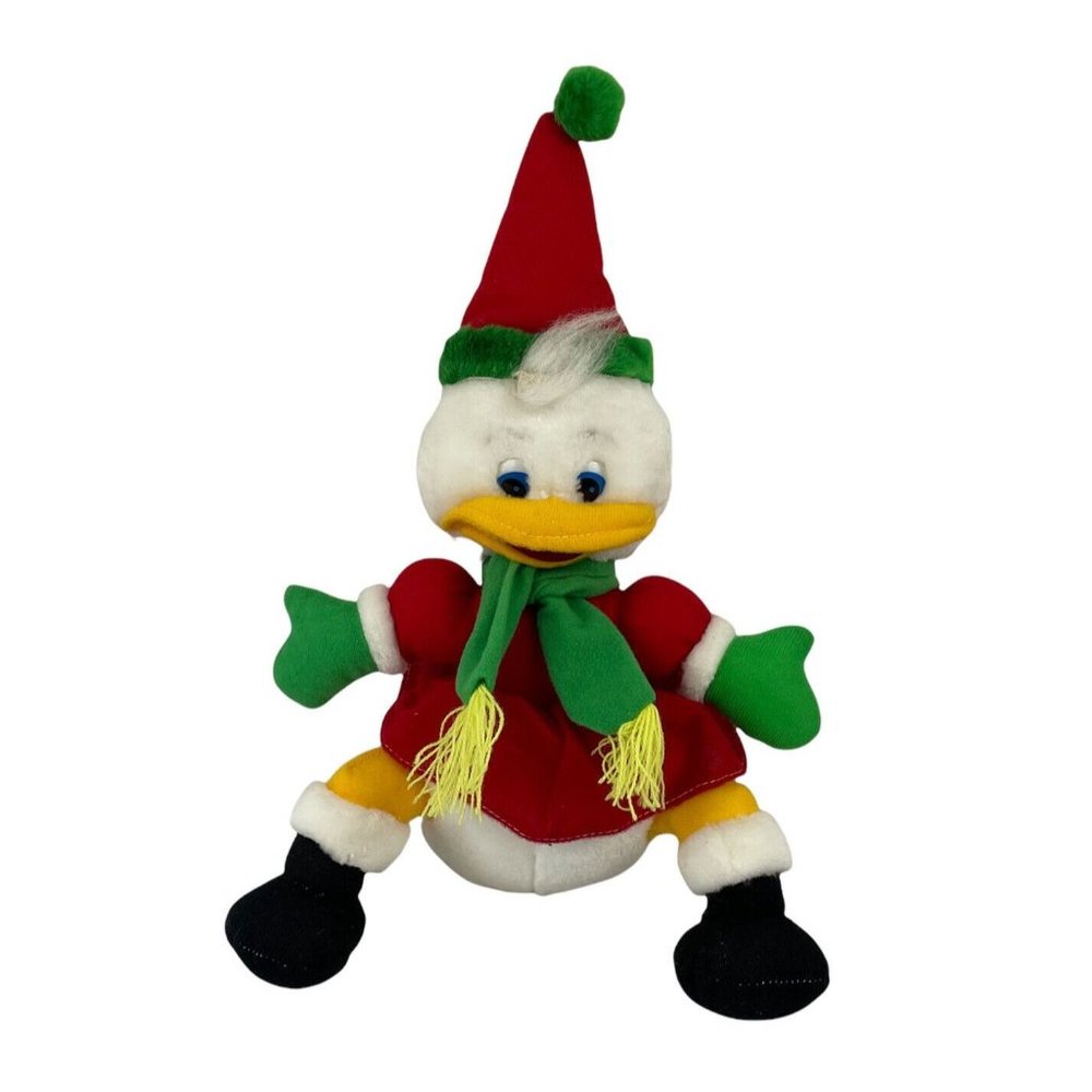 Vintage White Christmas Duck 14" Plush Stuffed Animal Dress Boots Scarf‎ Gloves